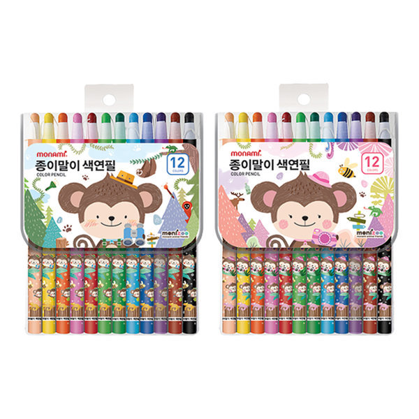 G마켓 모나미 종이말이 12색 색연필 색칠 채색 그림 미술