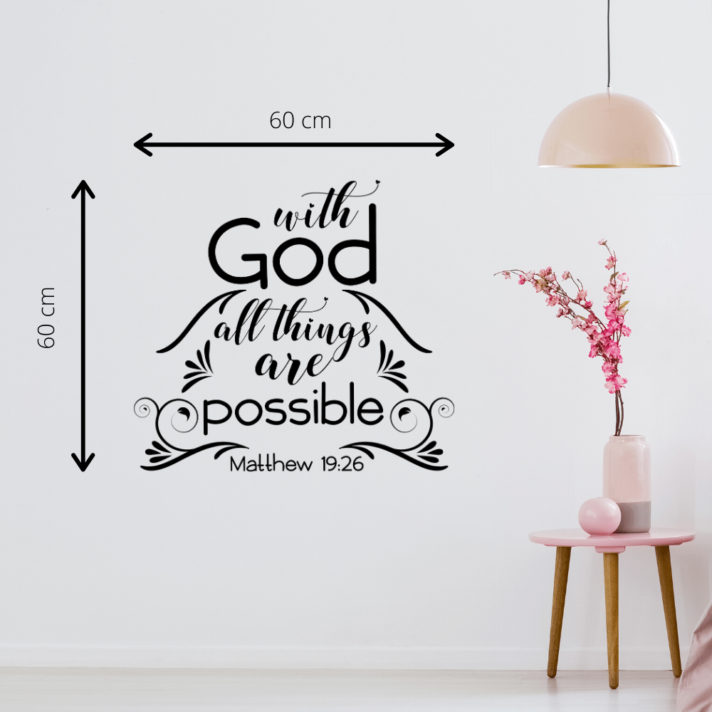 With God All Things Are Possible Religious Wall Sticker GDirect Wall