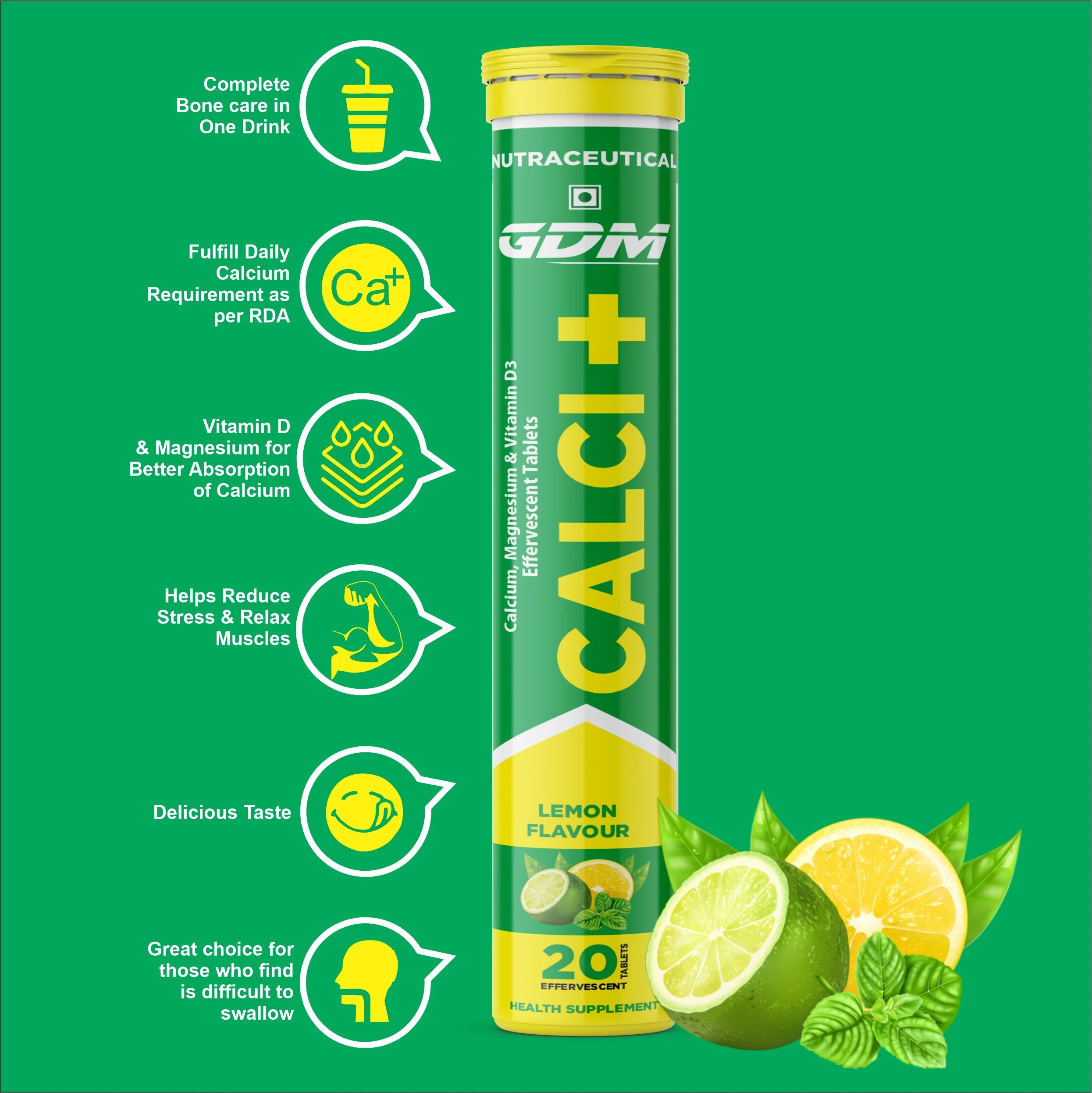 CALCIUM WITH MAGNESIUM, VIT. C, VIT. D3 & VIT K1 EFFERVESCENT TABLETS