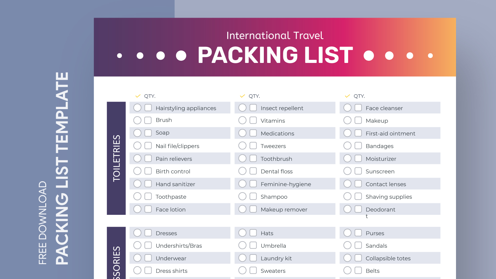 International Travel Packing List Free Google Docs Template gdoc.io