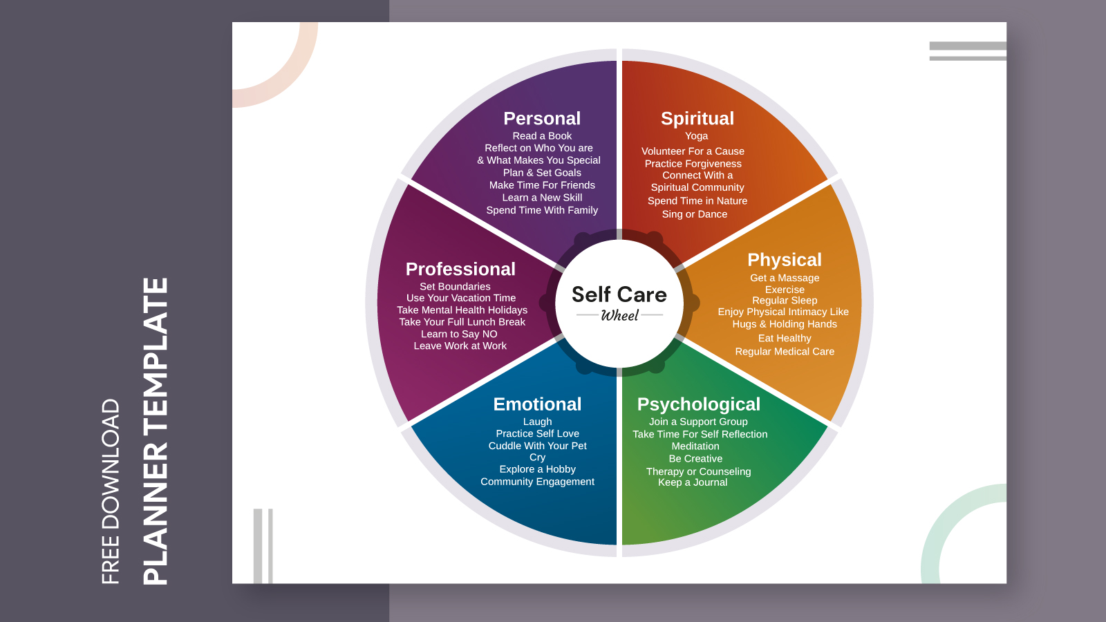 Self Care Wheel Free Google Docs Template gdoc.io