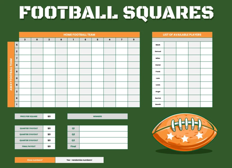 Football Squares Free Google Sheets & Excel Template gdoc.io