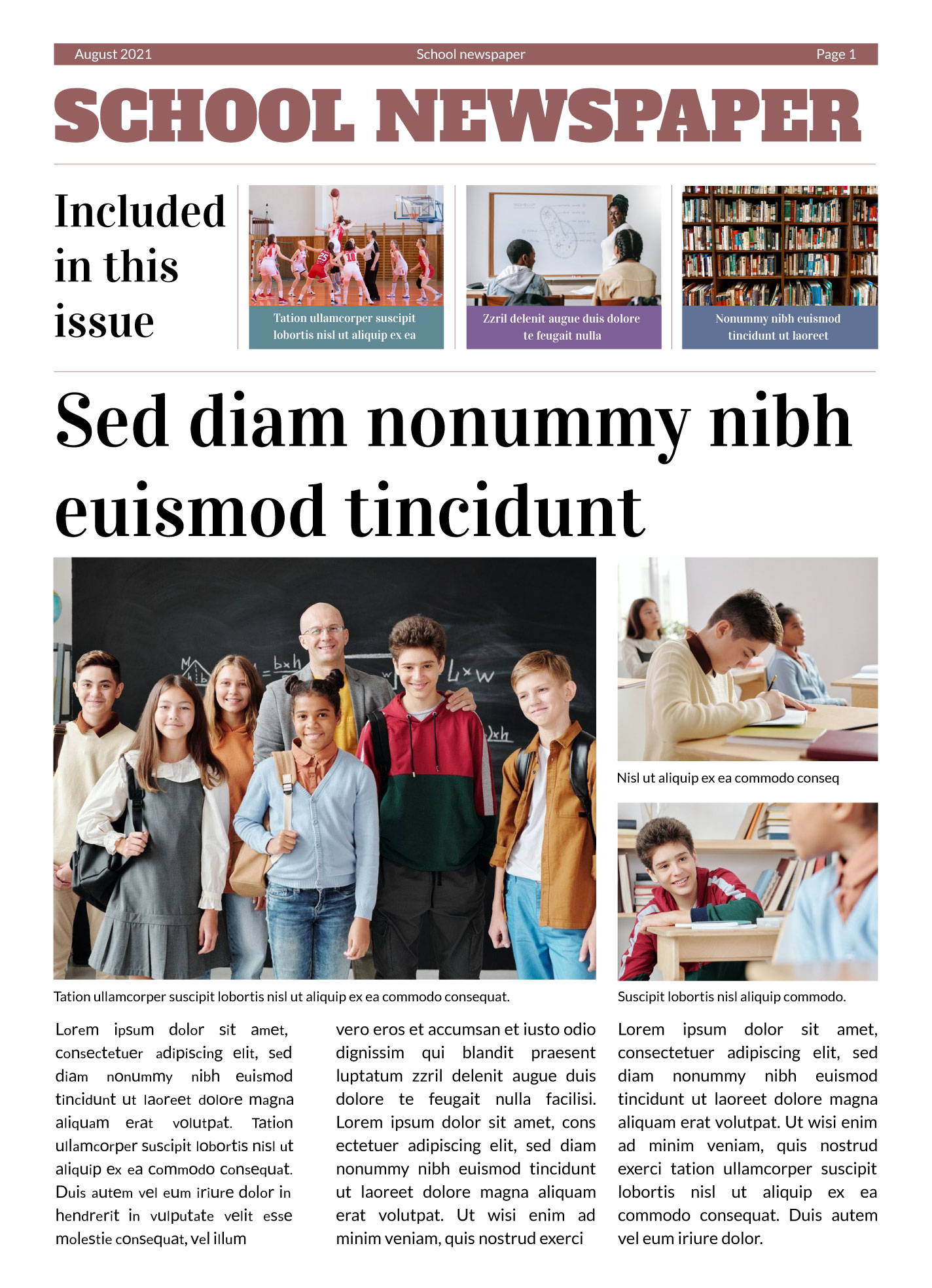 School Newspaper Layout Design