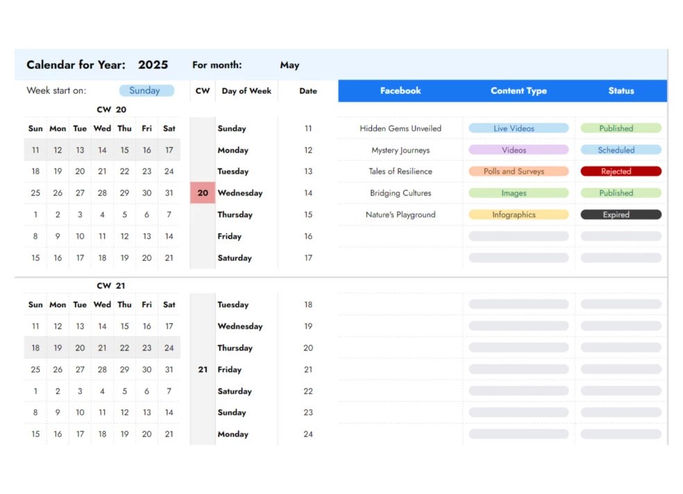 Social Media Content Calendar Free Google Sheets & Excel Template Social Media Content Calendar Free Google Sheets & Excel Template