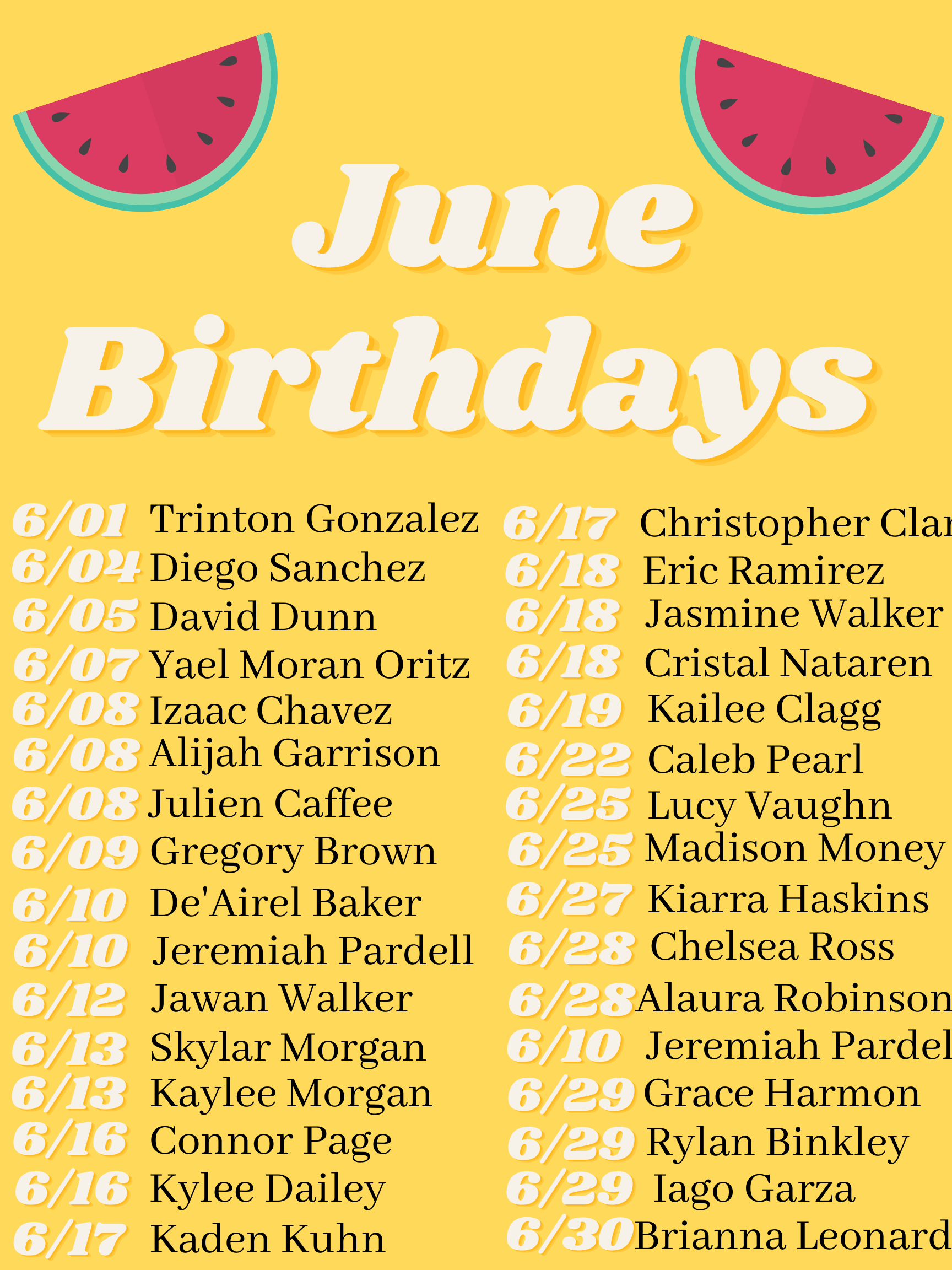 June Birthdays the Generals' Delivery Online