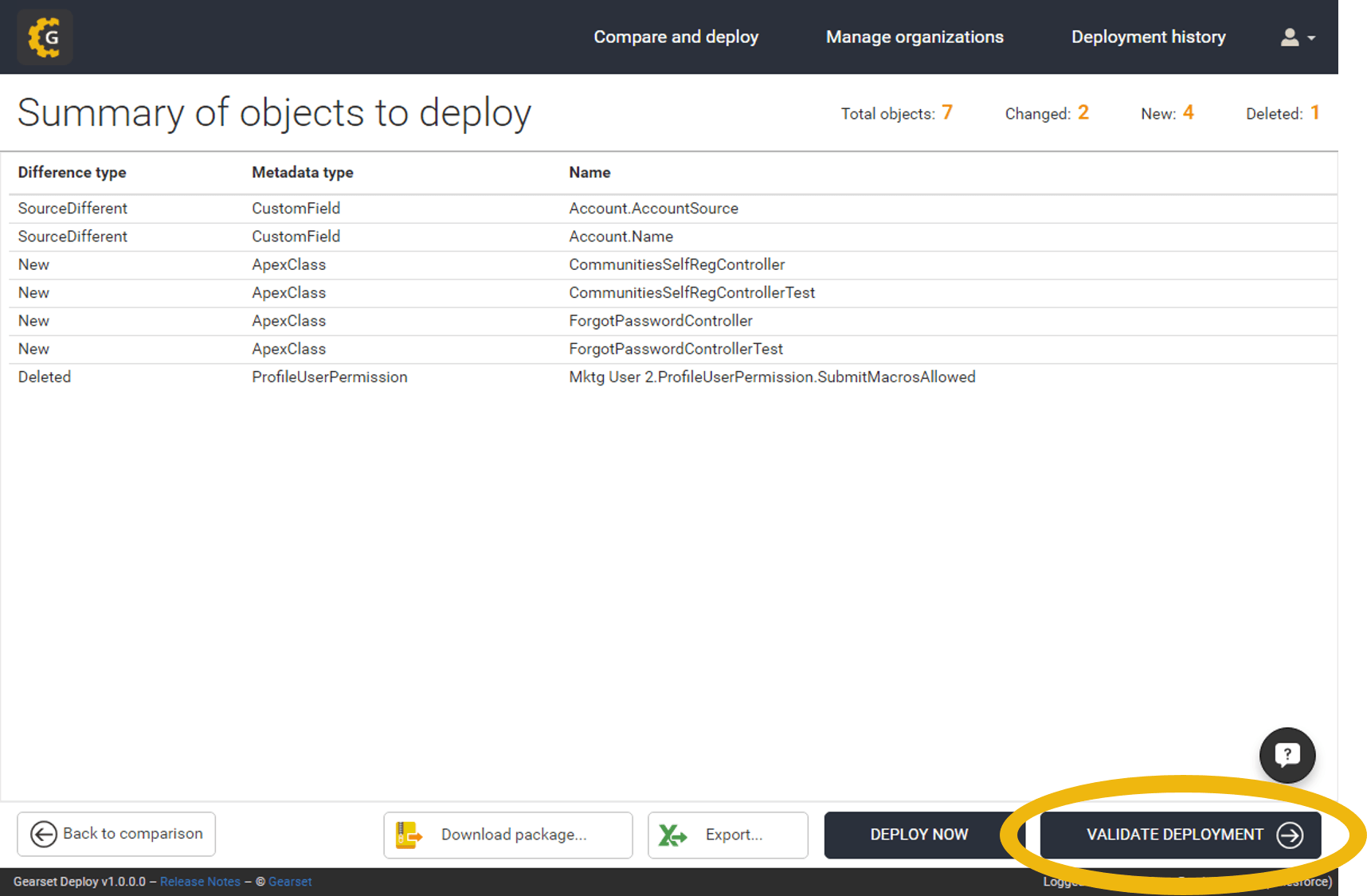 Validate your Salesforce deployments ahead of time with Gearset The
