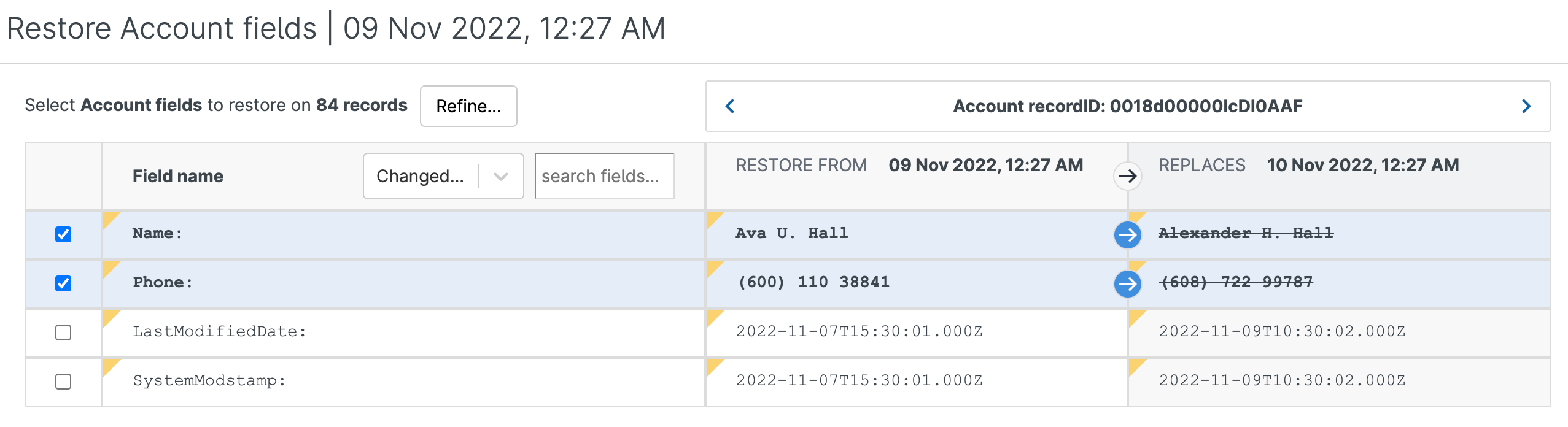 Tackle different scales of data loss with fieldlevel restore for