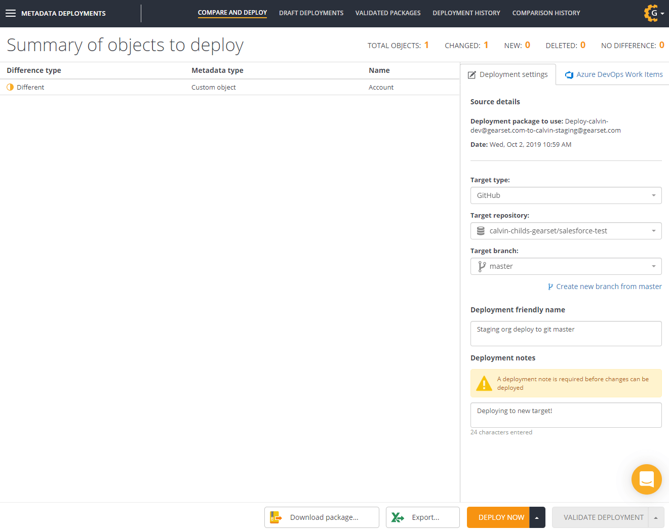 Redeploy packages to a new target with Gearset The complete