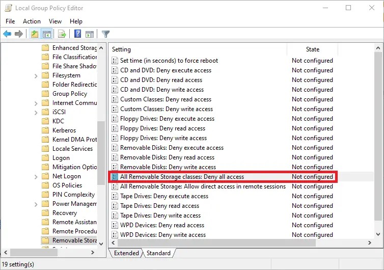 How to Disable Access to Removable Storage Devices on Windows 10