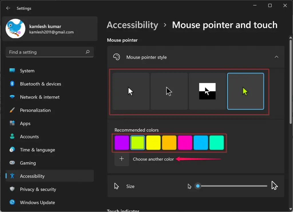 How to Change Mouse Pointer (Cursor) Color and Size in Windows 11