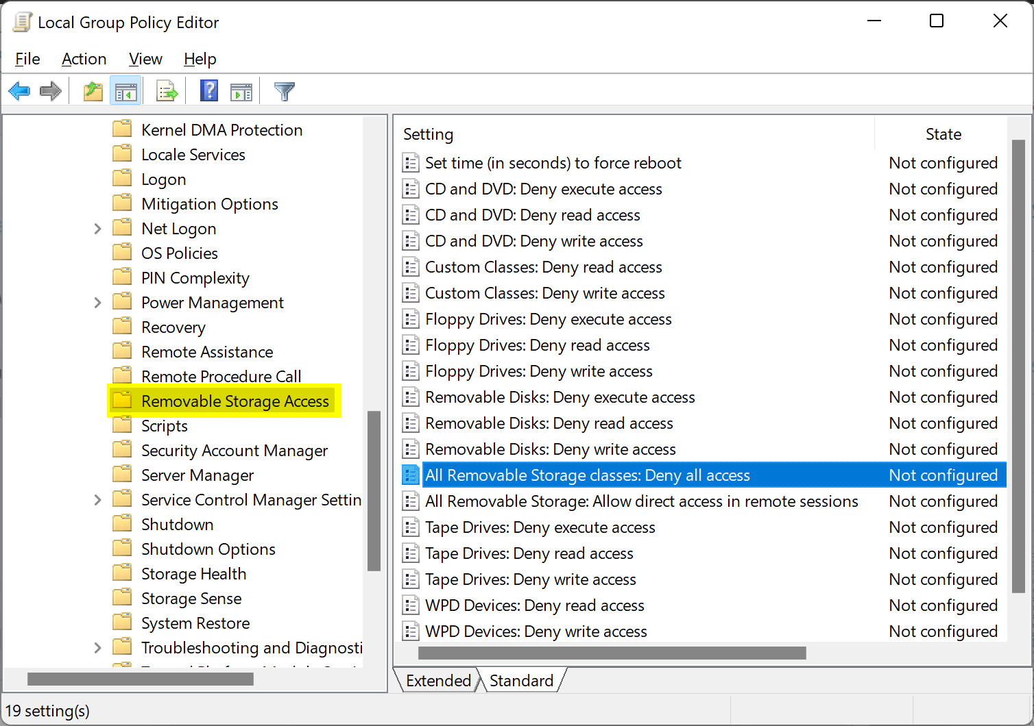 In Windows 11 or 10, how do I enable or disable removable storage access?
