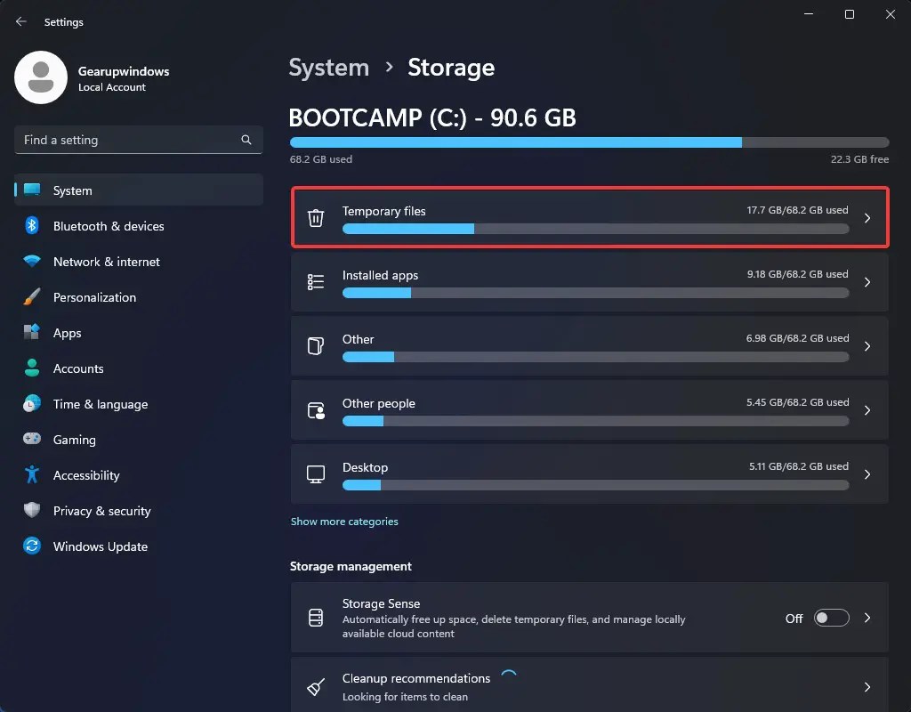 After upgrading to Windows 11 2022 Update, how can you free up space on