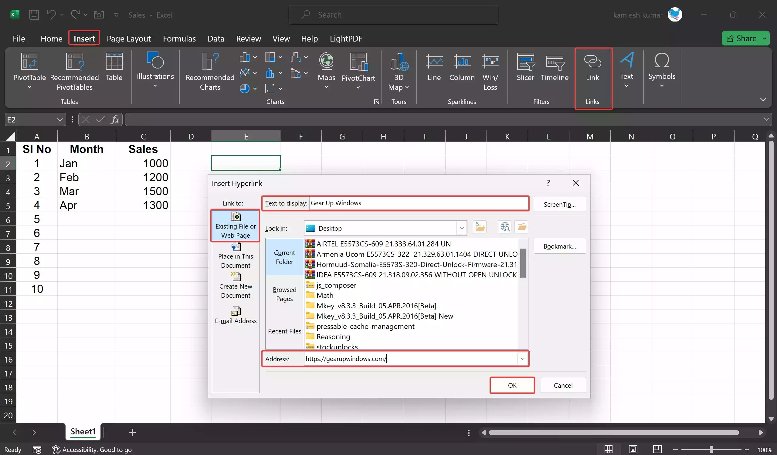 How to Insert Hyperlinks in Microsoft Excel? Gear Up Windows