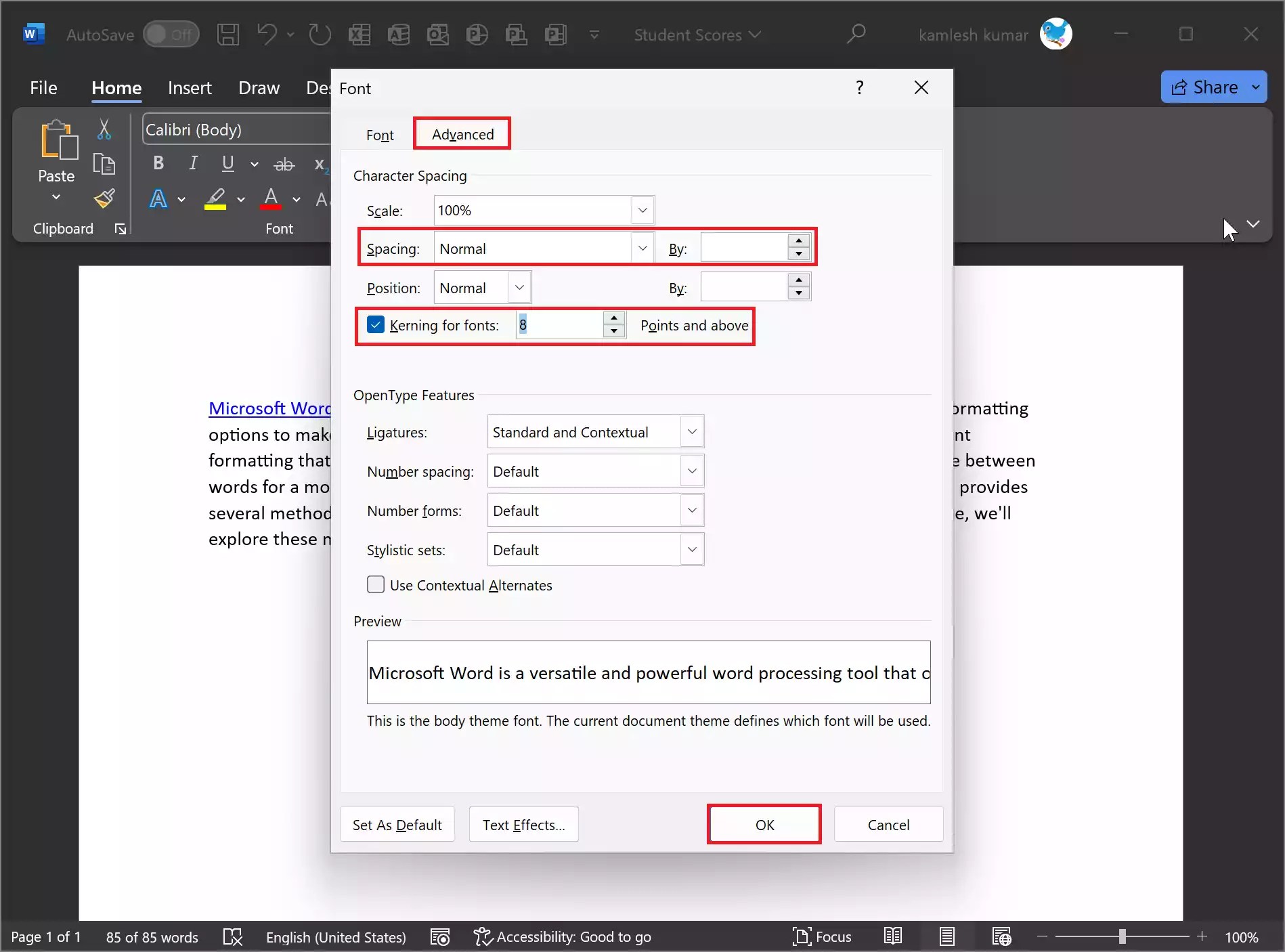 How to Change Spacing Between Words or Letters in Microsoft Word