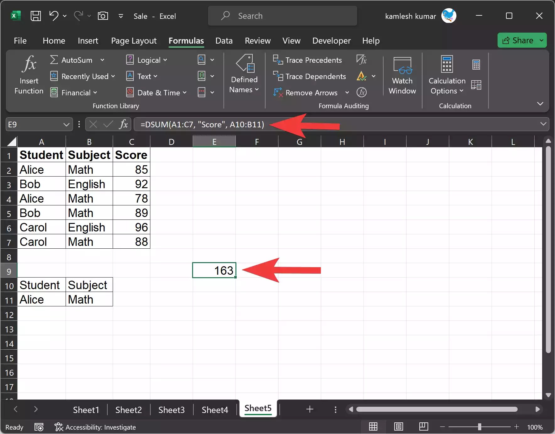 How to Use Excel DSUM Function? Gear Up Windows