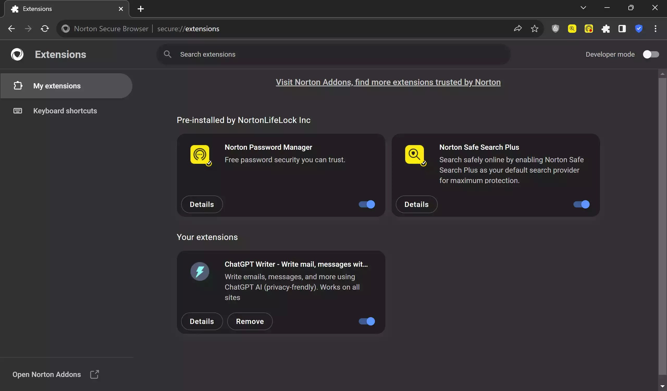 How to Manage Addons on Norton Secure Browser? Gear Up Windows