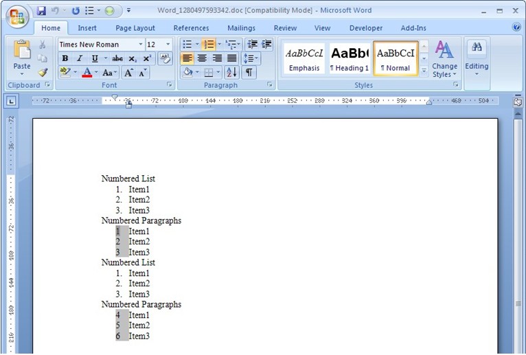 GEBS Reporting Lists & numbered paragraphs