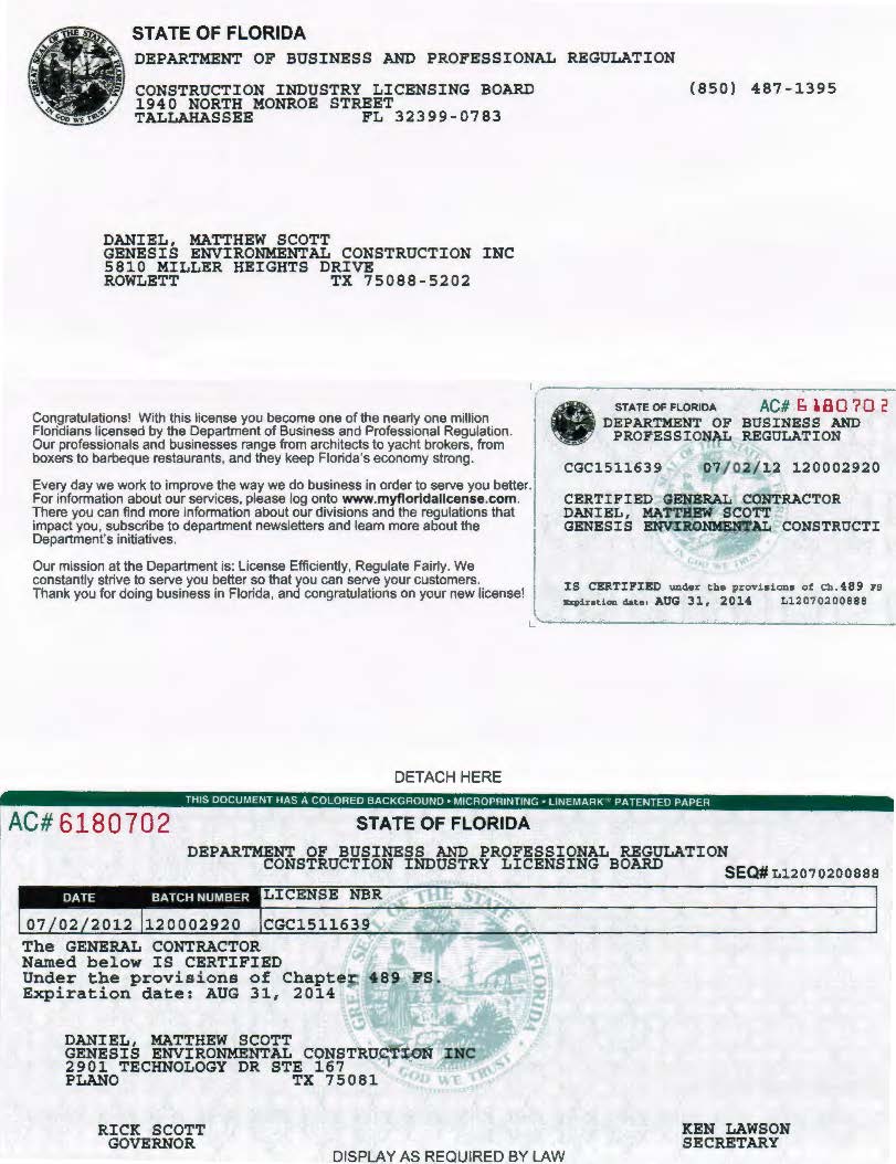 Credentials Genesis Environmental Construction