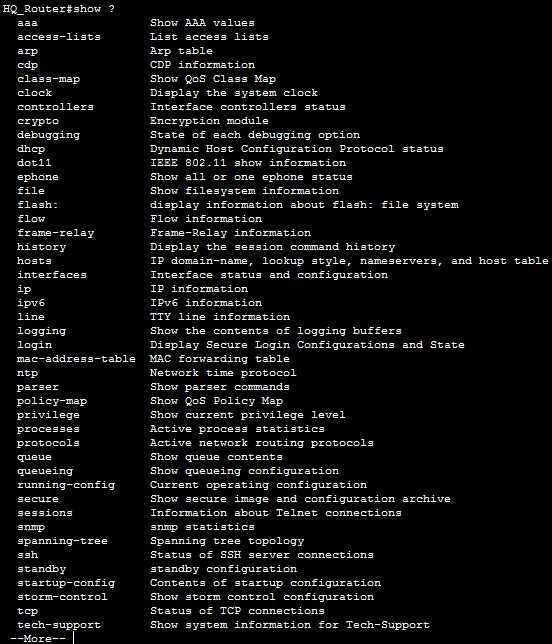 IOS show command CCNA