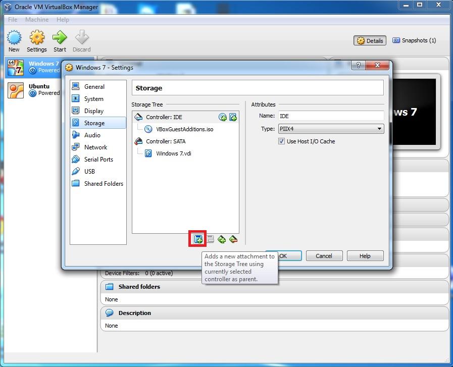 Add DVD or CDROM drive Oracle VirtualBox