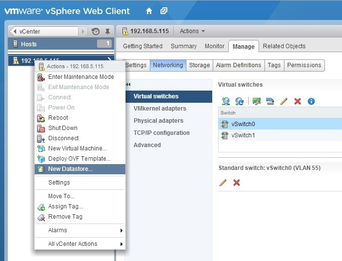 Create VMFS datastore VMware ESXi