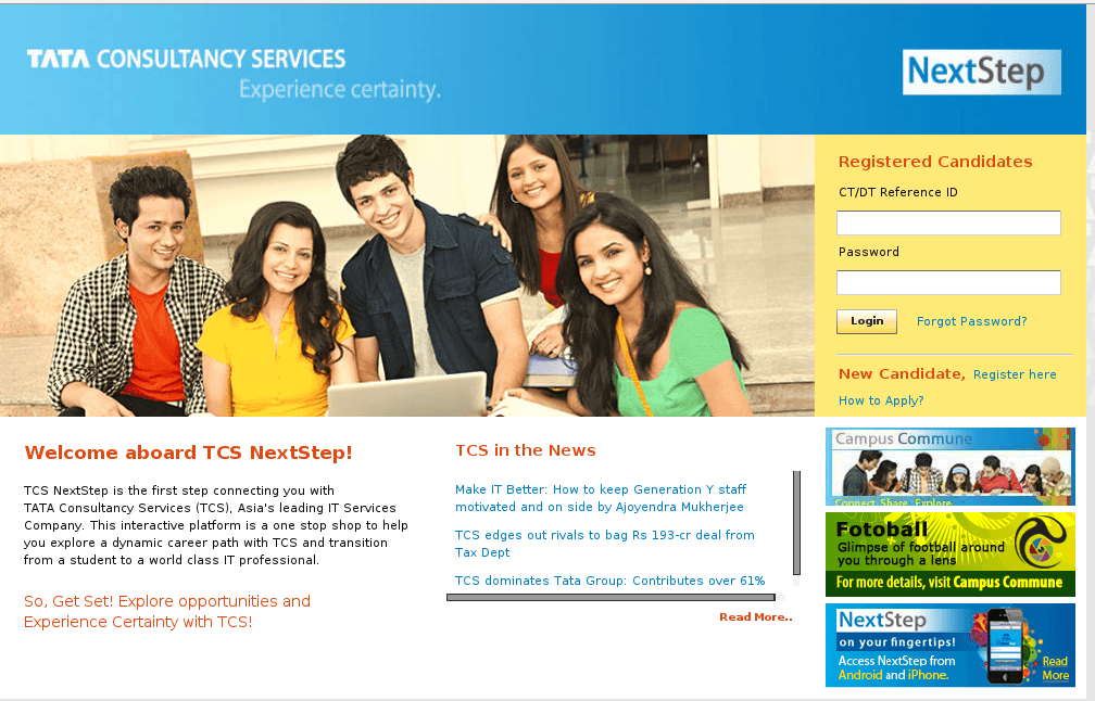 TCS Next Step Portal Register & Login Official site