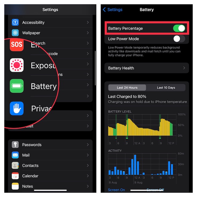 How to Show Battery Percentage in Status Bar on iPhone in iOS 17