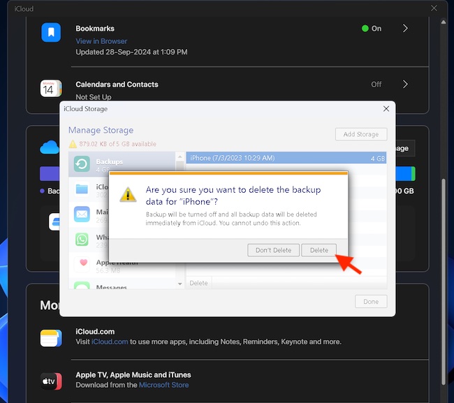 How to Delete Old iCloud iPhone Backup from Windows 11