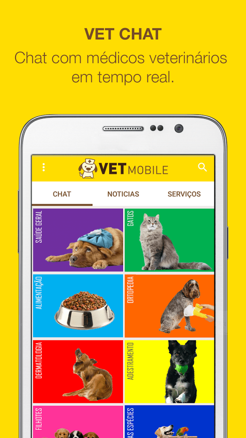 VET Mobile app que oferece veterinários online
