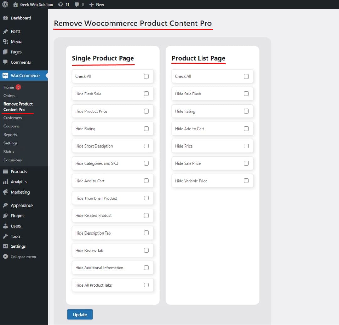 How to Remove Product Content? Geek Code Lab