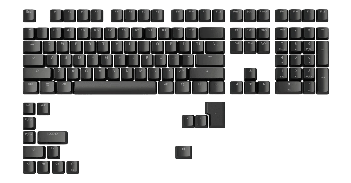 Glorious PC Gaming Race ABS Keycaps 105 keyspots, black, NORLayout
