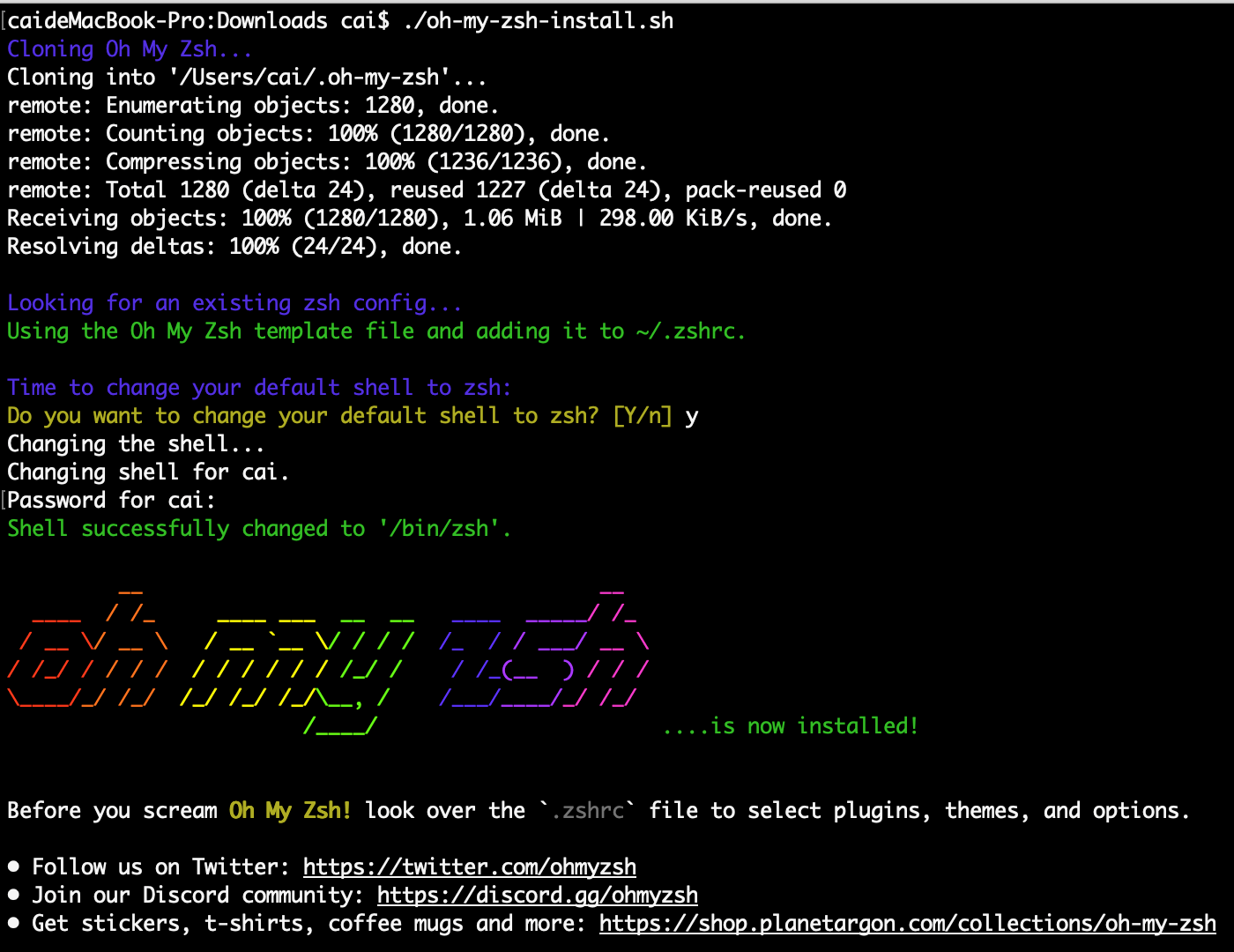 MacOS Mac Oh My Zsh安装 《个人博客 PHP/Java/Git》 极客文档