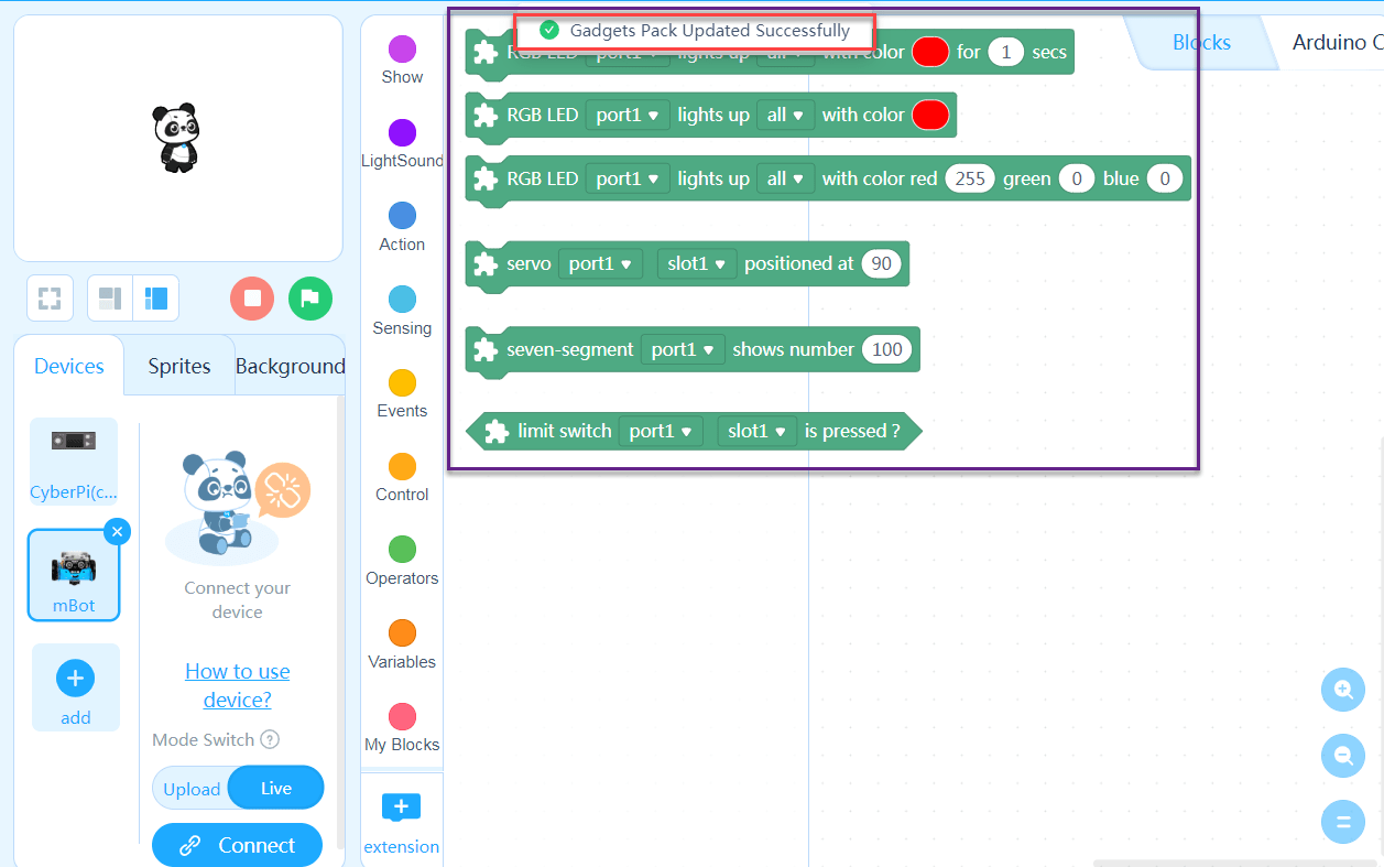 Debugging Importing an Extension into the mBlock 5 PC client