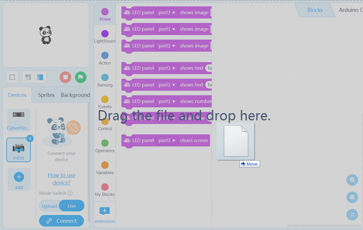 Debugging Importing an Extension into the mBlock 5 PC client