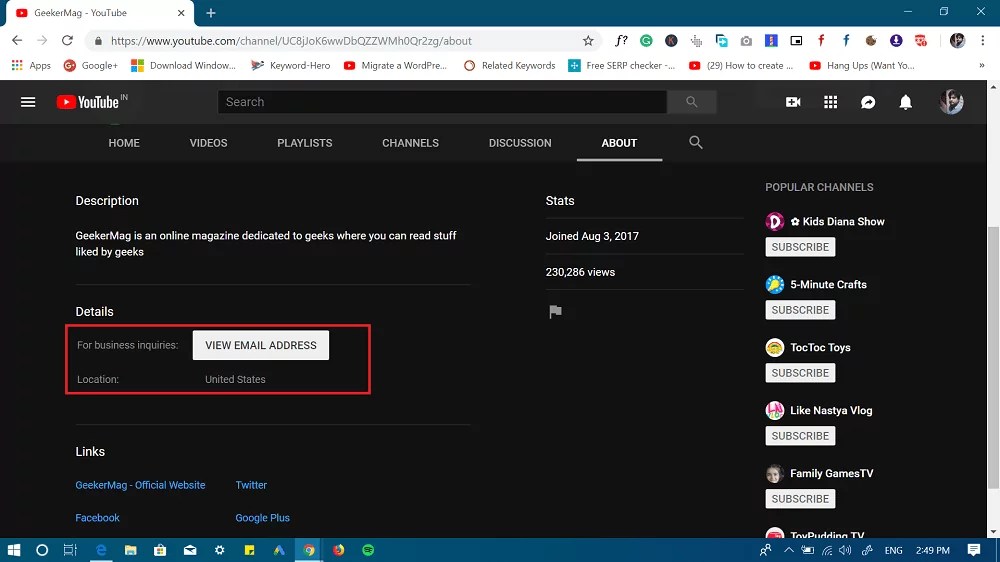 How to Message Someone on Youtube 2019 (Business Enquiry Emails)