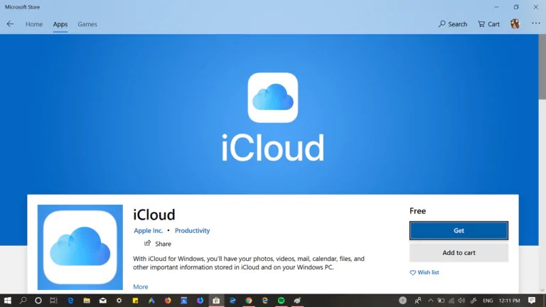 Download iCloud App for Windows 10 from Microsoft Store