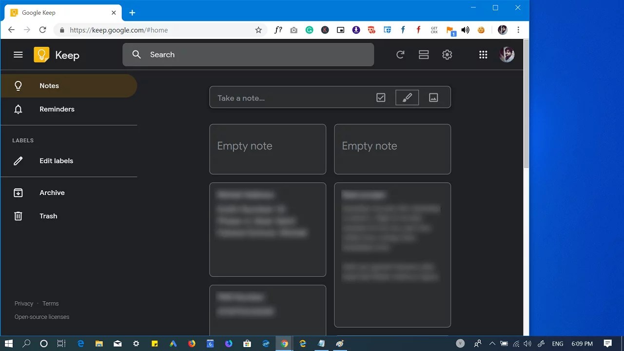 How to Enable or Diable Dark mode for Google Keep for Web