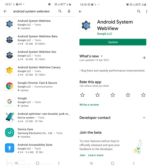How to Enable or Disable Android System WebView