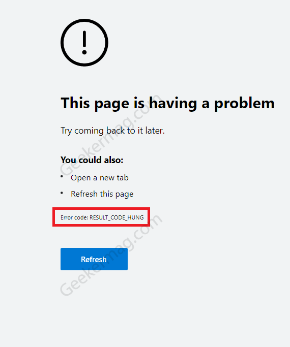 Fix Page Is Having A Problem Result Code Hung Error In Edge itechguides