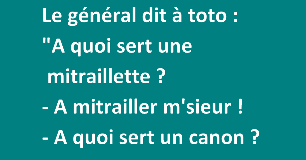 Le général dit à toto « A quoi sert une mitraillette