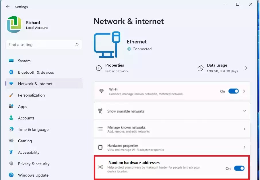 How to Enable or Disable Random MAC Addresses for WiFi in Windows 11