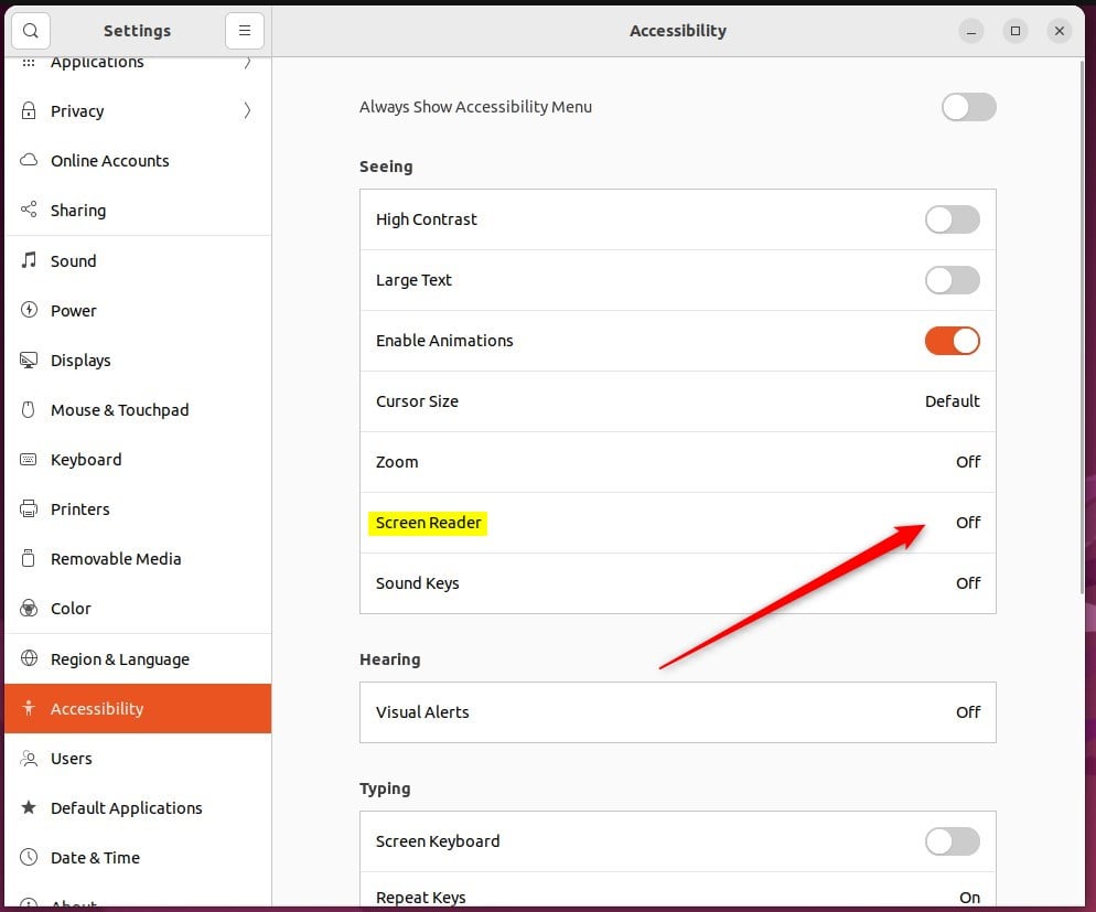 How to Enable or Disable Screen Reader in Ubuntu Linux Geek Rewind