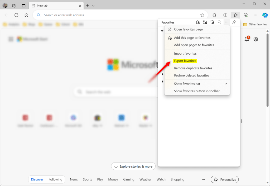 How to Export your Favorites to HTML file in Microsoft Edge Geek Rewind