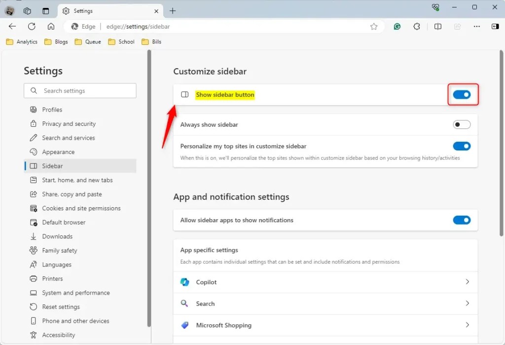 Learn how to add or remove the sidebar button on the toolbar in