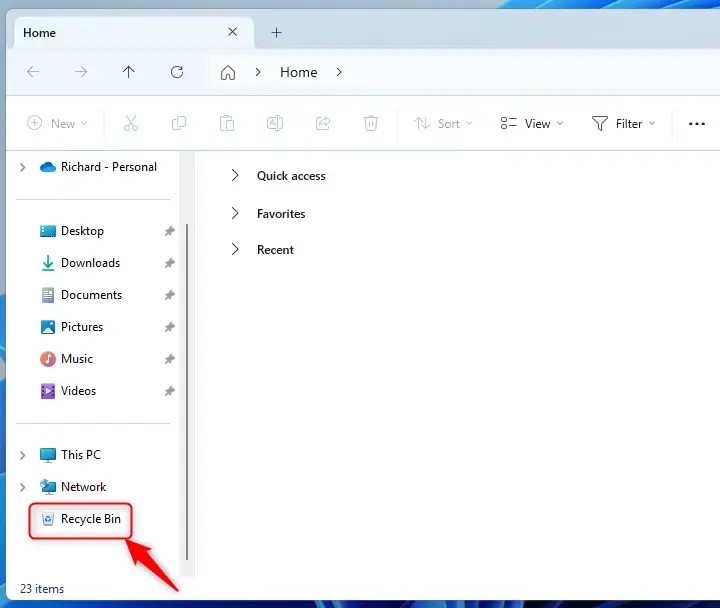 How to add Recycle Bin to the File Explorer Navigation pane in Windows