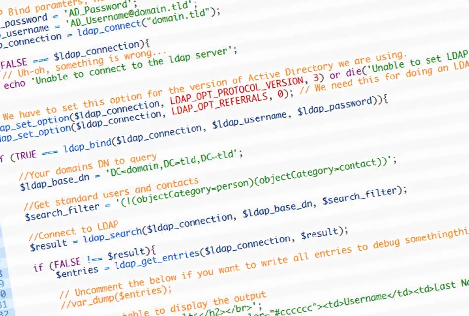 A PHP example of how to get User Account data from Active Directory via