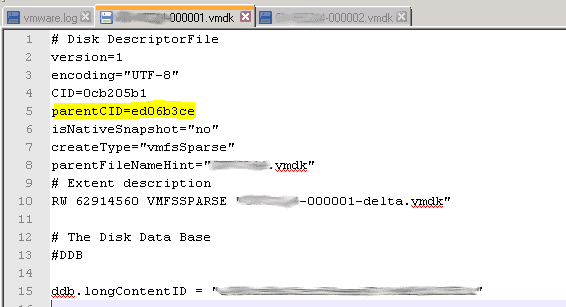 VMware The parent virtual disk has been modified since the child was