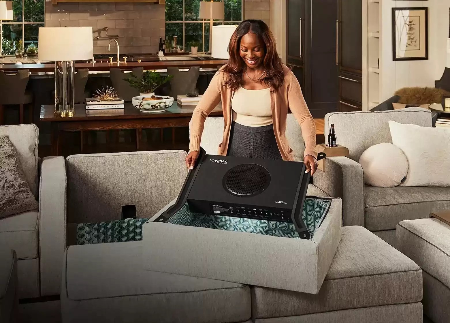 Lovesac made a sofa with hidden speakers and wireless charging