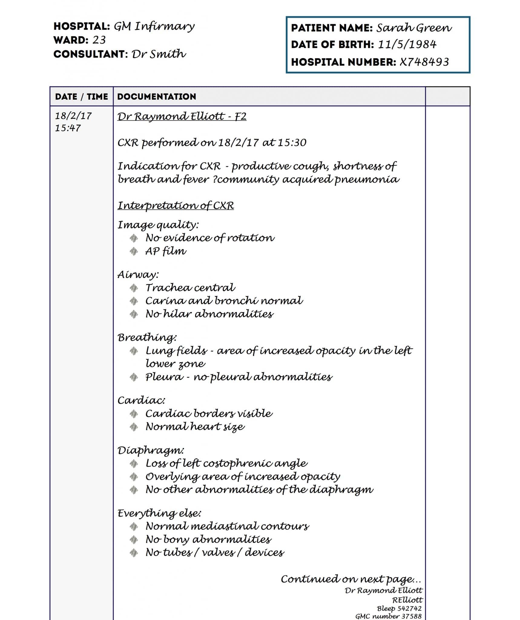 Chest X Ray Report Examples at Martha Banks blog