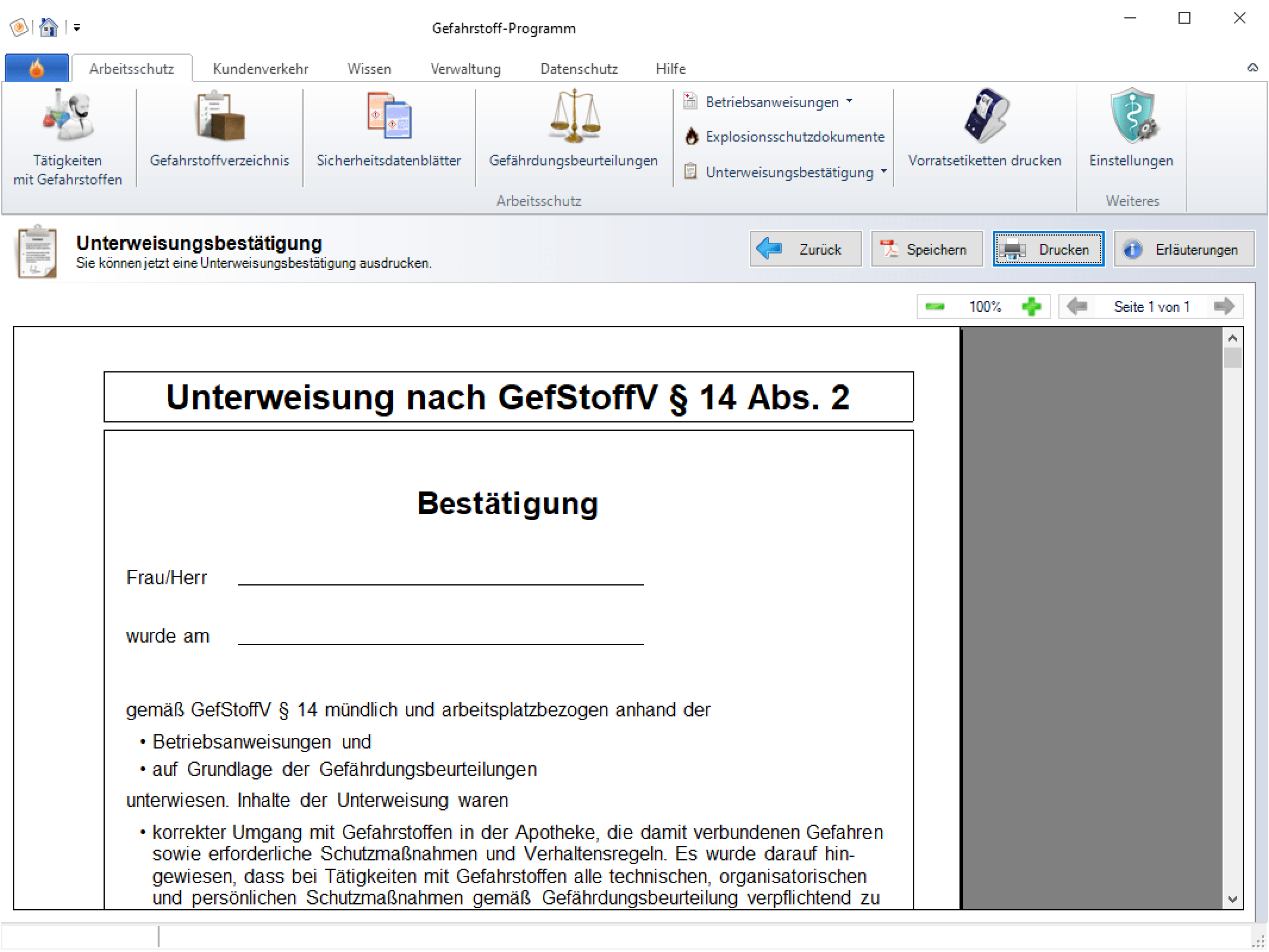 EVAS GefahrstoffProgramm für die Apothekenpraxis